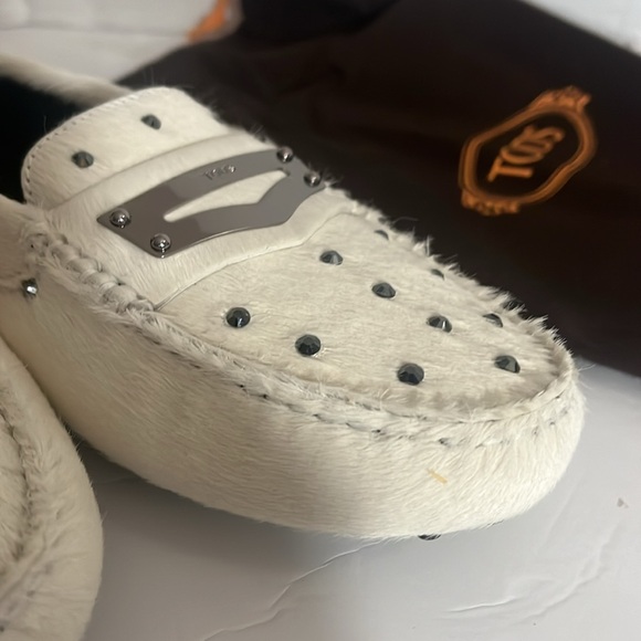 Tod”S Canel fur Loafers with Swarovski Stones size 39 1/2 like new - Picture 3 of 15